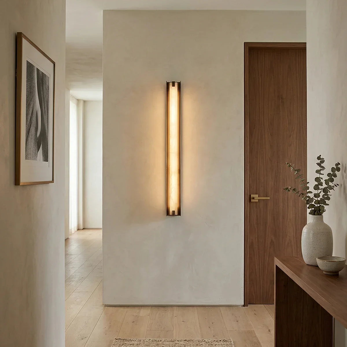 Linear Wall Sconce in alabaster for Hallway by AUVIELIGHT