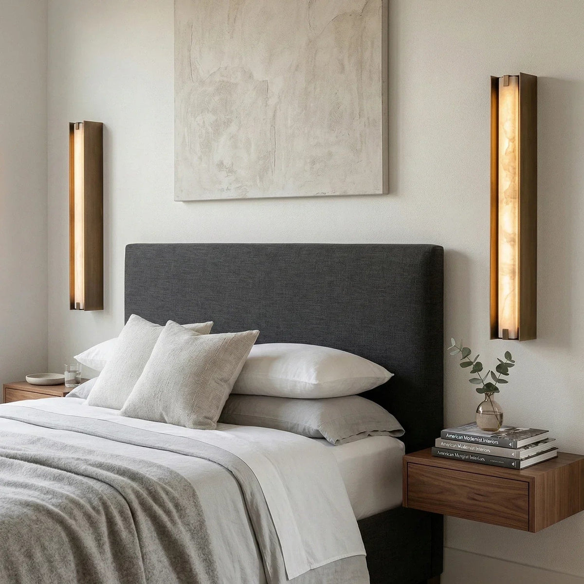 Linear Wall Sconce in alabaster for Hallway by AUVIELIGHT