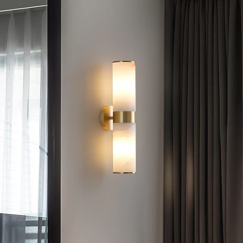 Tandem Linear Wall Light in alabaster for Hallway by AUVIELIGHT