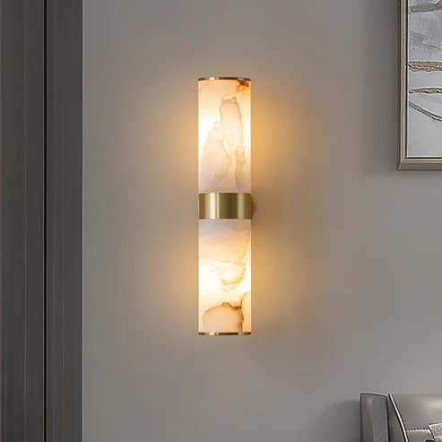 Tandem Linear Wall Light in alabaster for Hallway by AUVIELIGHT