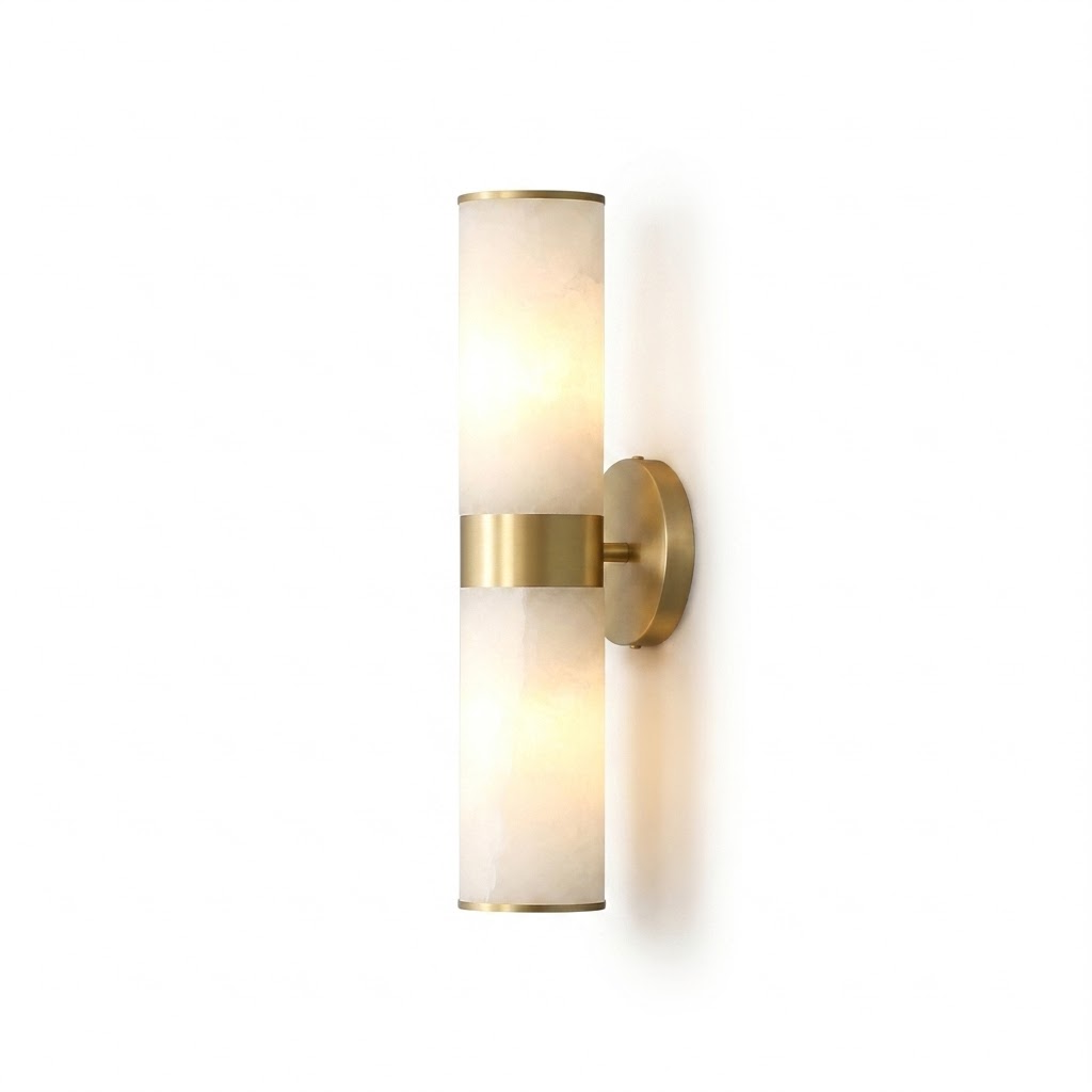 Tandem Linear Wall Light in alabaster for Hallway by AUVIELIGHT