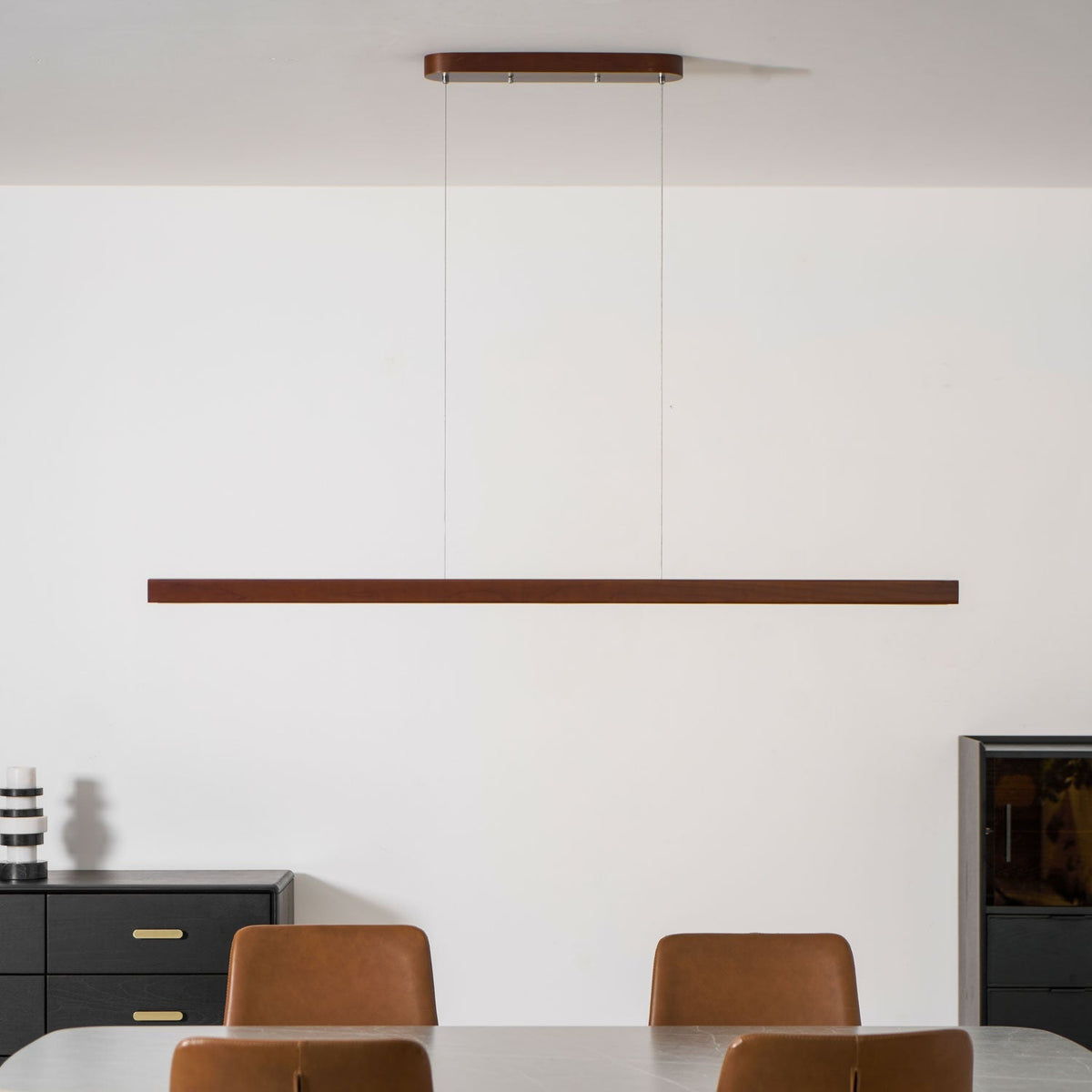 Wooden Linear Pendant Light in wood for Kitchen Island by AUVIELIGHT