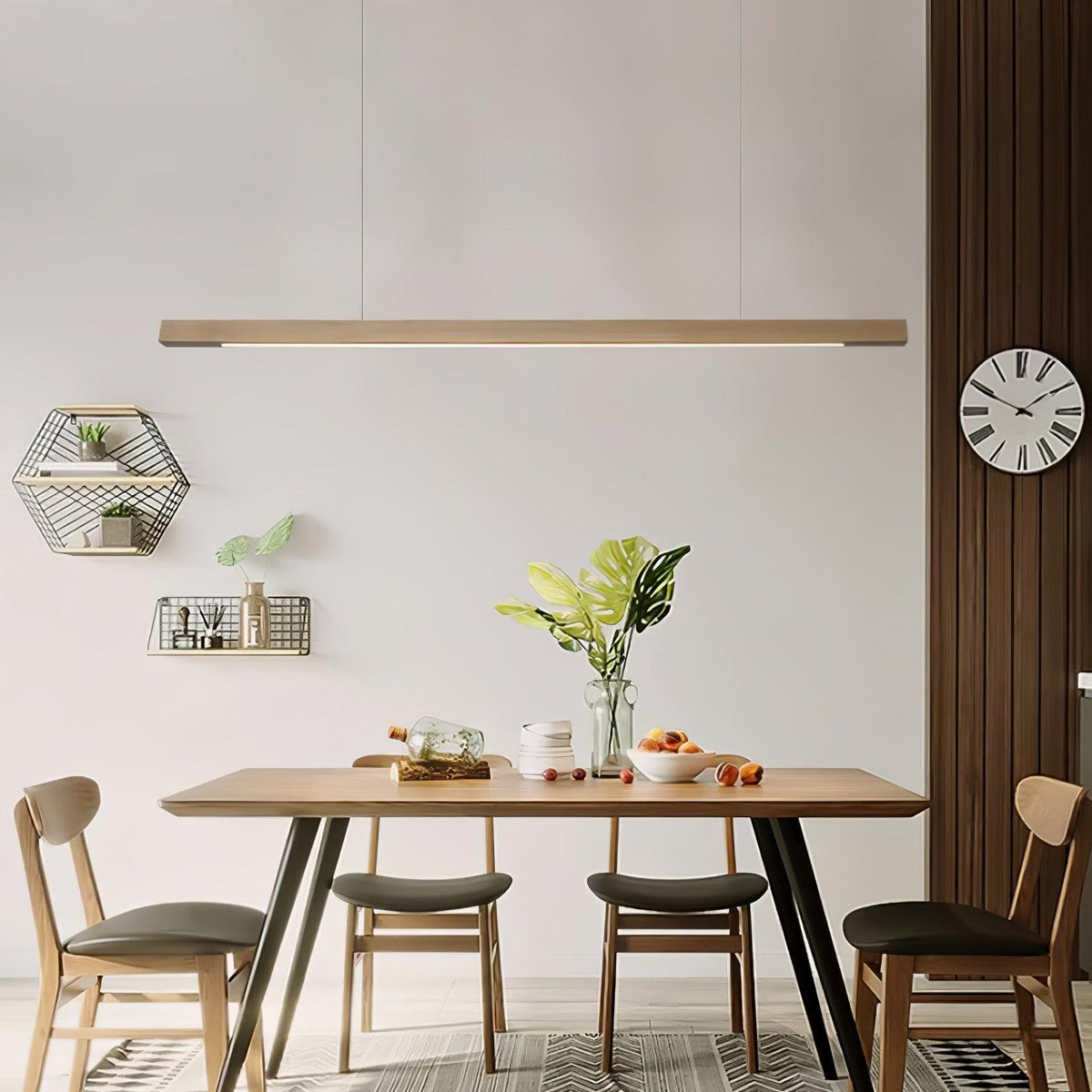 Wooden Linear Pendant Light in wood for Kitchen Island by AUVIELIGHT