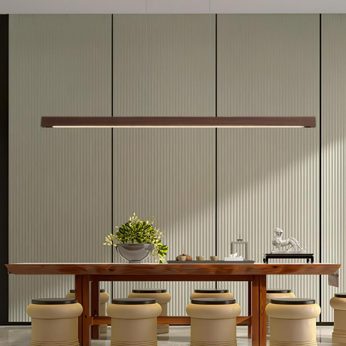 Wooden Linear Pendant Light in wood for Kitchen Island by AUVIELIGHT