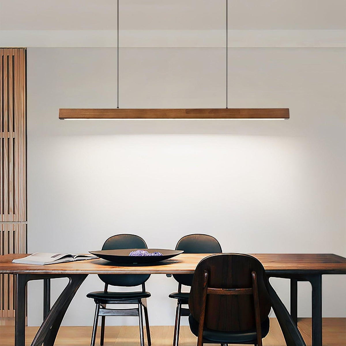 Wooden Linear Pendant Light in wood for Kitchen Island by AUVIELIGHT