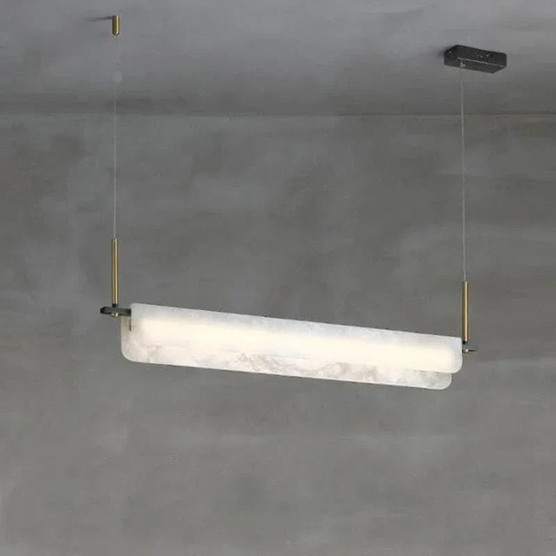 Linear Pendant Light in alabaster for Kitchen Island by AUVIELIGHT, L 120cm x H 13cm / L 47.3″ x H 5.2″ / Warm Light and 1 other sizes