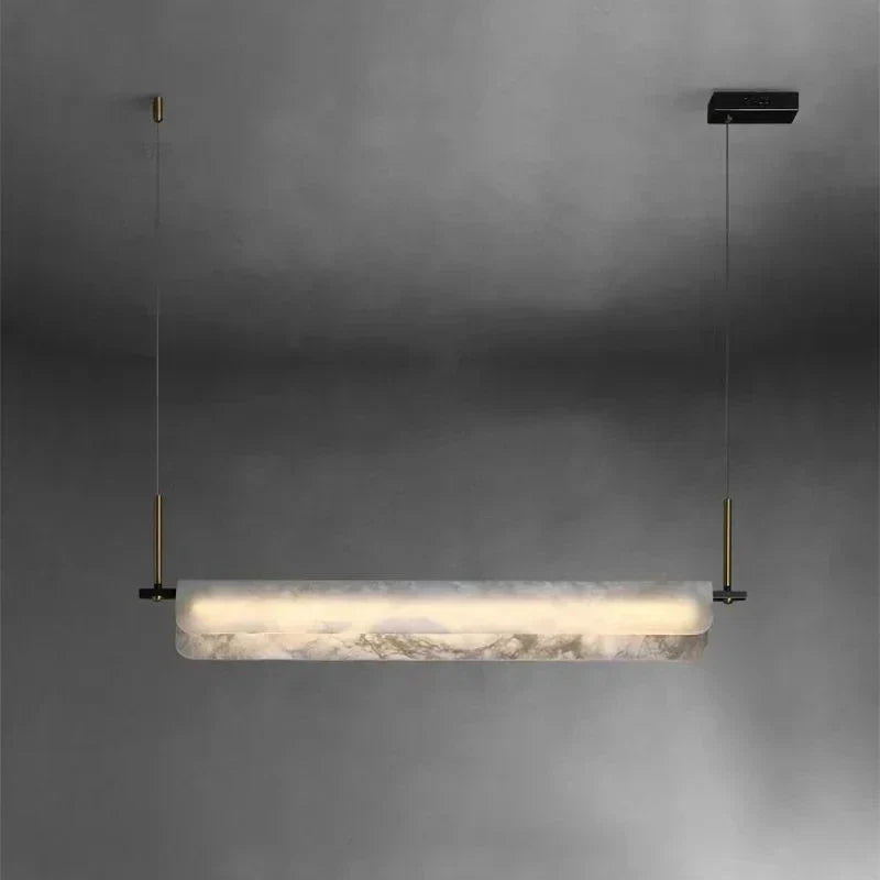 Linear Pendant Light in alabaster for Kitchen Island by AUVIELIGHT