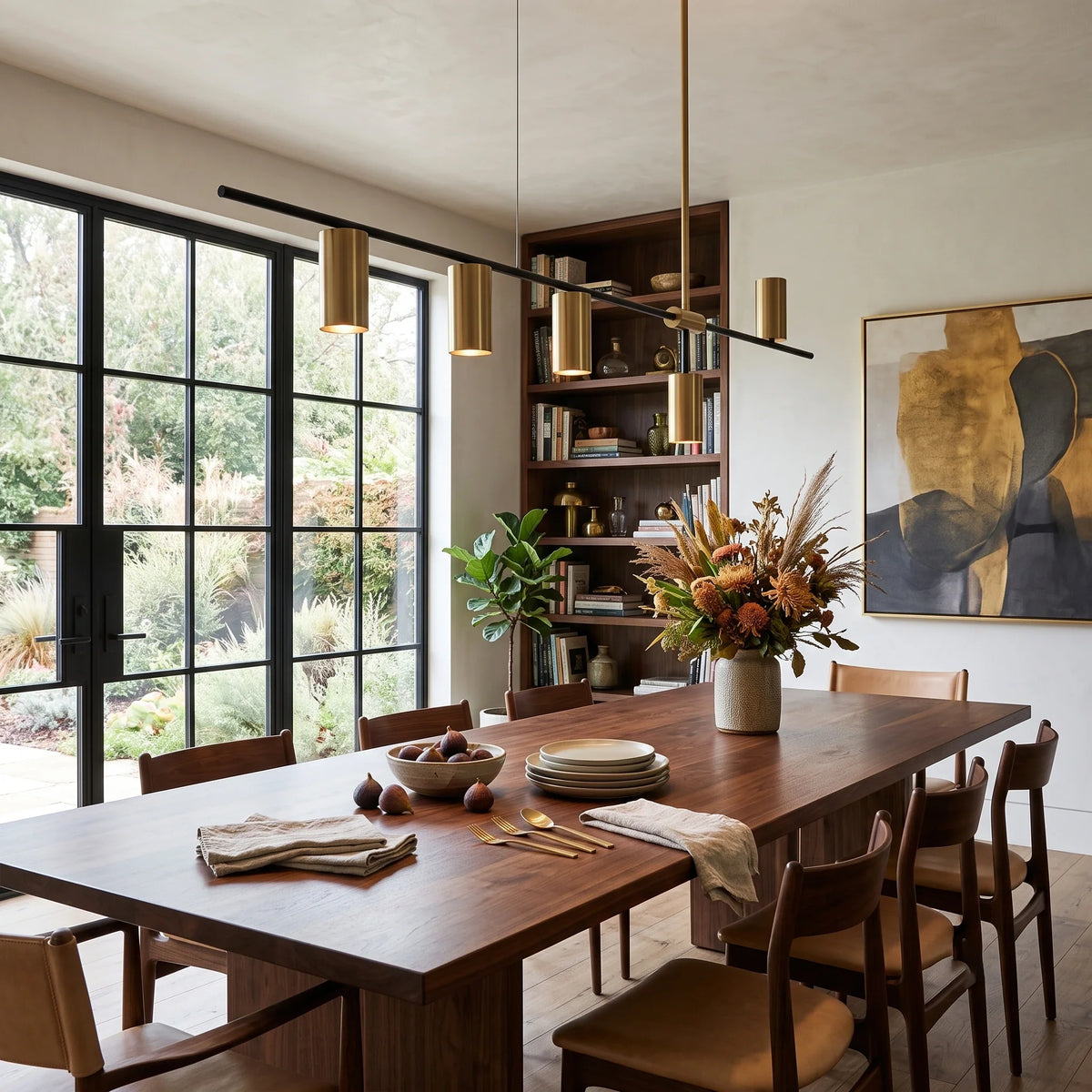 Linear Cylinder Pendant Light in brass for Kitchen Island by AUVIELIGHT