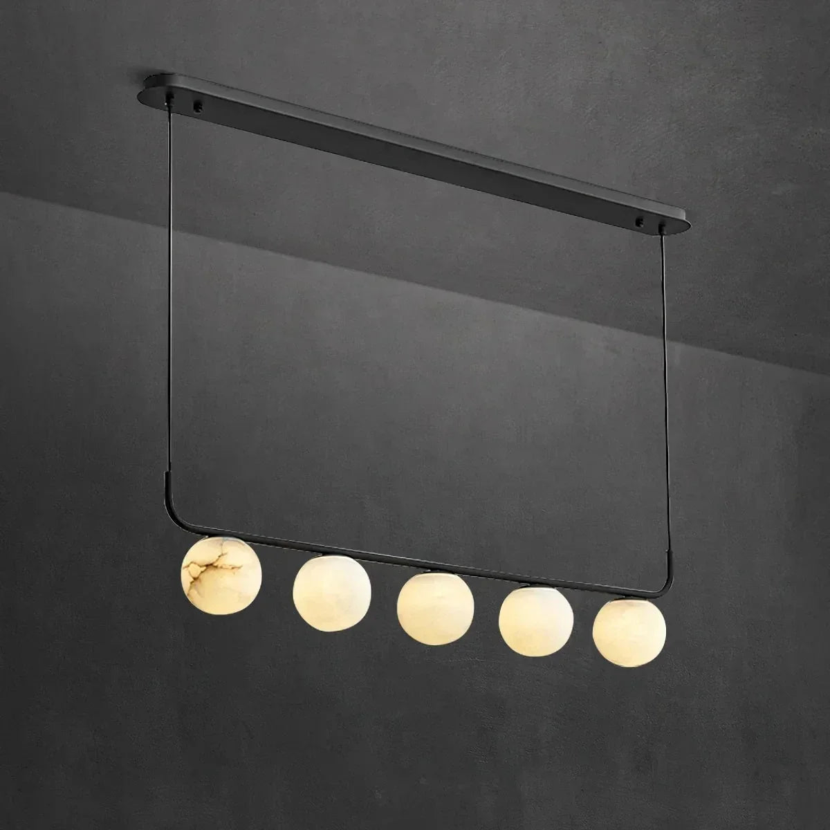 Linear Globe Pendant Light in black alabaster for Kitchen Island by AUVIELIGHT