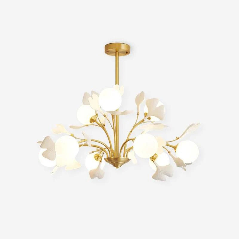 Constellation Linear Light for Living Room by AUVIELIGHT, 9-Lights ∅ 31.5" x H 22.8" / Brass & White
