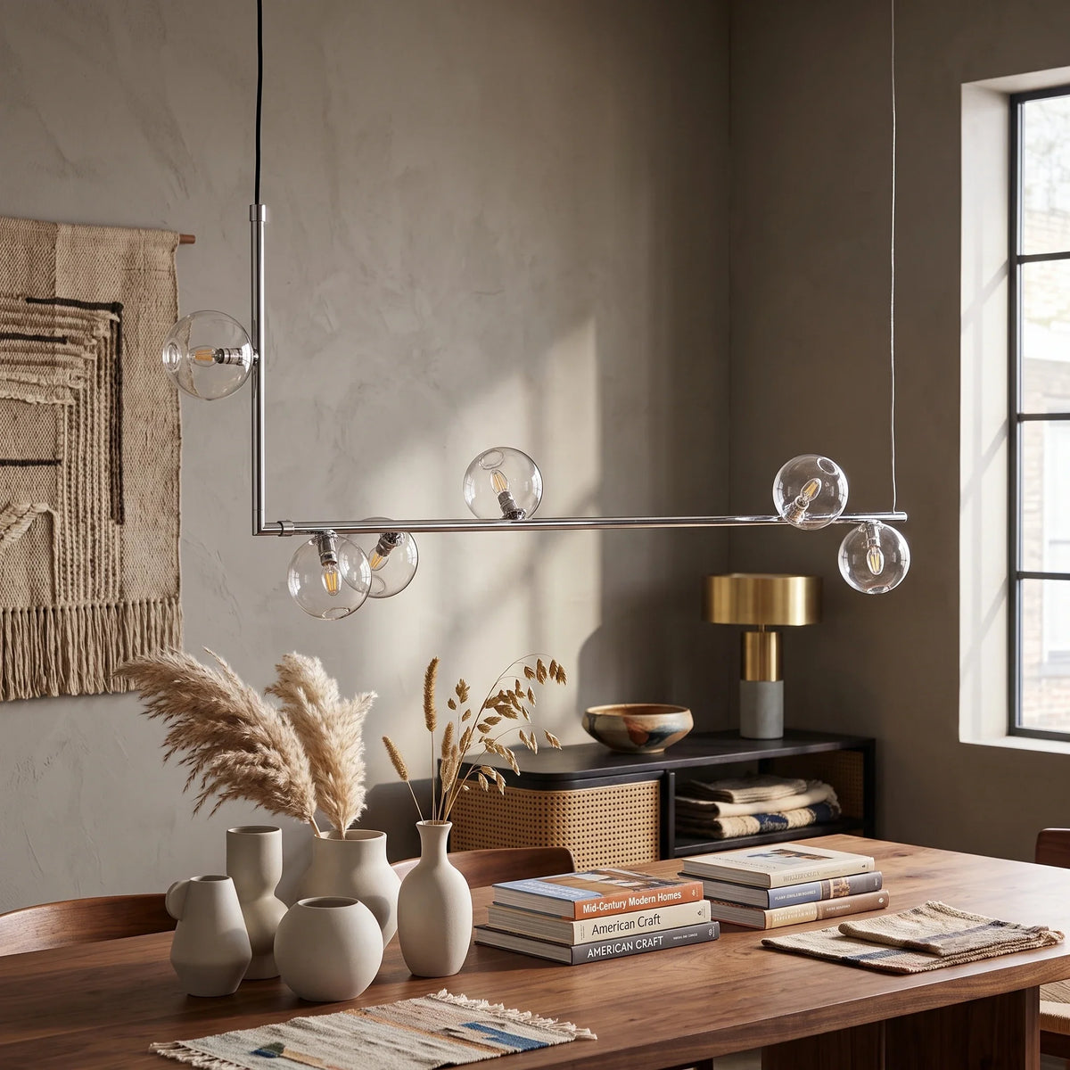 Linear Orb Pendant Light in glass for Kitchen Island by AUVIELIGHT
