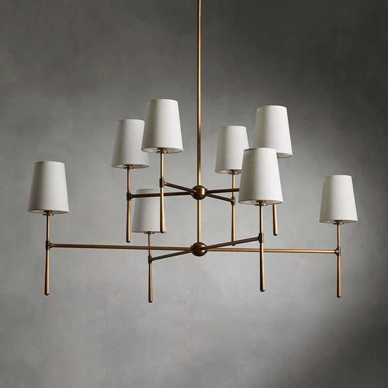 Linear Spoke Chandelier for Dining Room by AUVIELIGHT, 4+4 heads ∅ 48″ x H 25.2″ / Brass