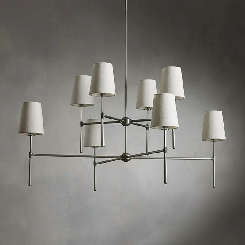 Linear Spoke Chandelier for Dining Room by AUVIELIGHT, 4+4 heads ∅ 48″ x H 25.2″ / Nickle color