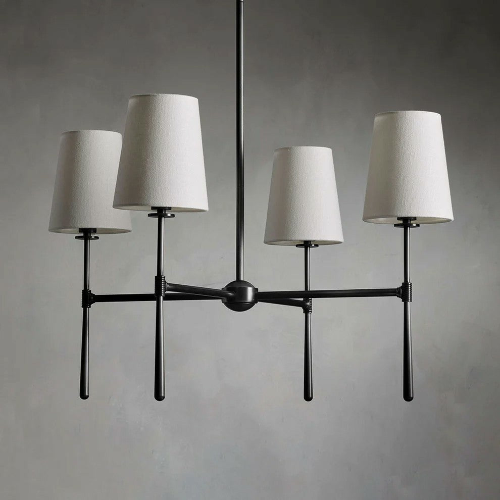 Linear Spoke Chandelier for Dining Room by AUVIELIGHT, 4 heads ∅ 28″ x H 17.3″ / Black