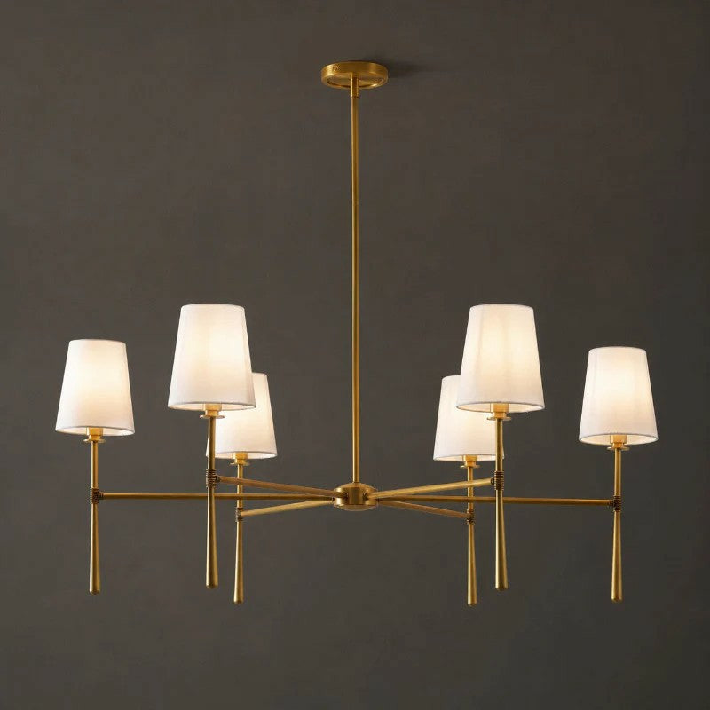 Linear Spoke Chandelier for Dining Room by AUVIELIGHT, 6 heads ∅ 42.1″ x H 17.3″ / Brass