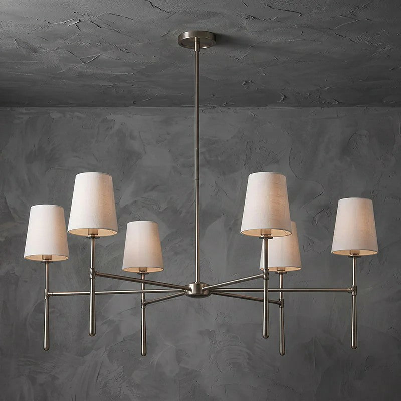 Linear Spoke Chandelier for Dining Room by AUVIELIGHT, 6 heads ∅ 42.1″ x H 17.3″ / Nickle color