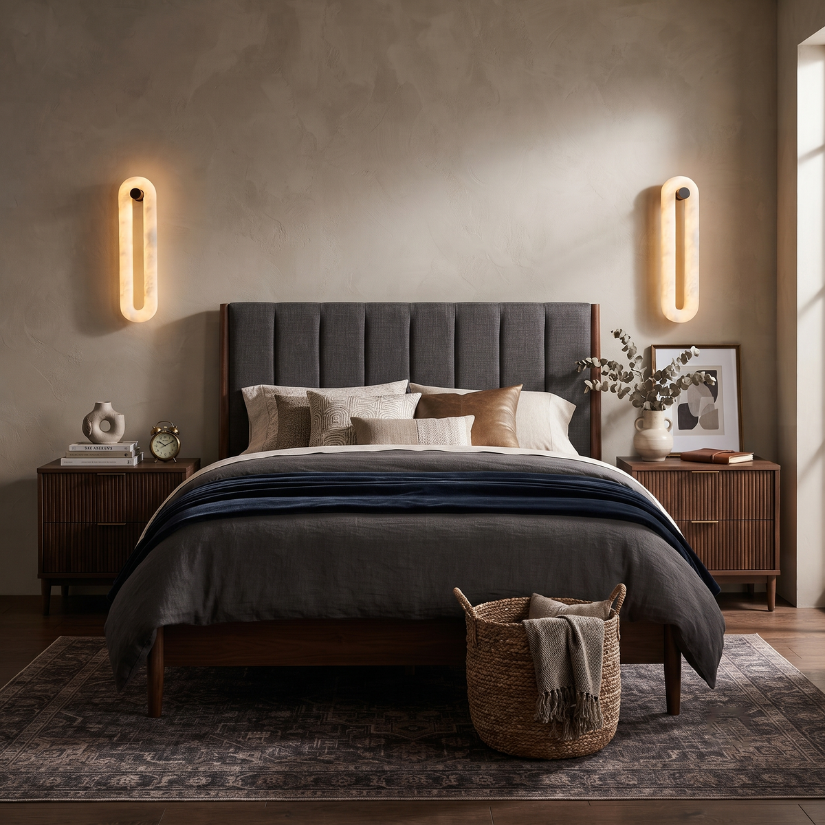 Loop Linear Wall Sconce in alabaster for Hallway by AUVIELIGHT