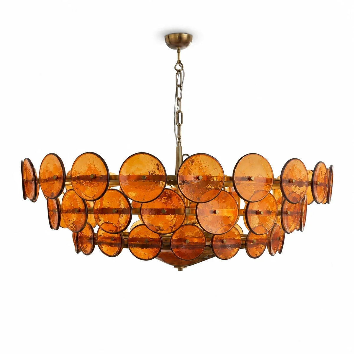 Lorenzo Chandelier for Dining Room by AUVIELIGHT, Dia 95cm x 28cm / Dia 37.4″ x 14.2″ / Amber