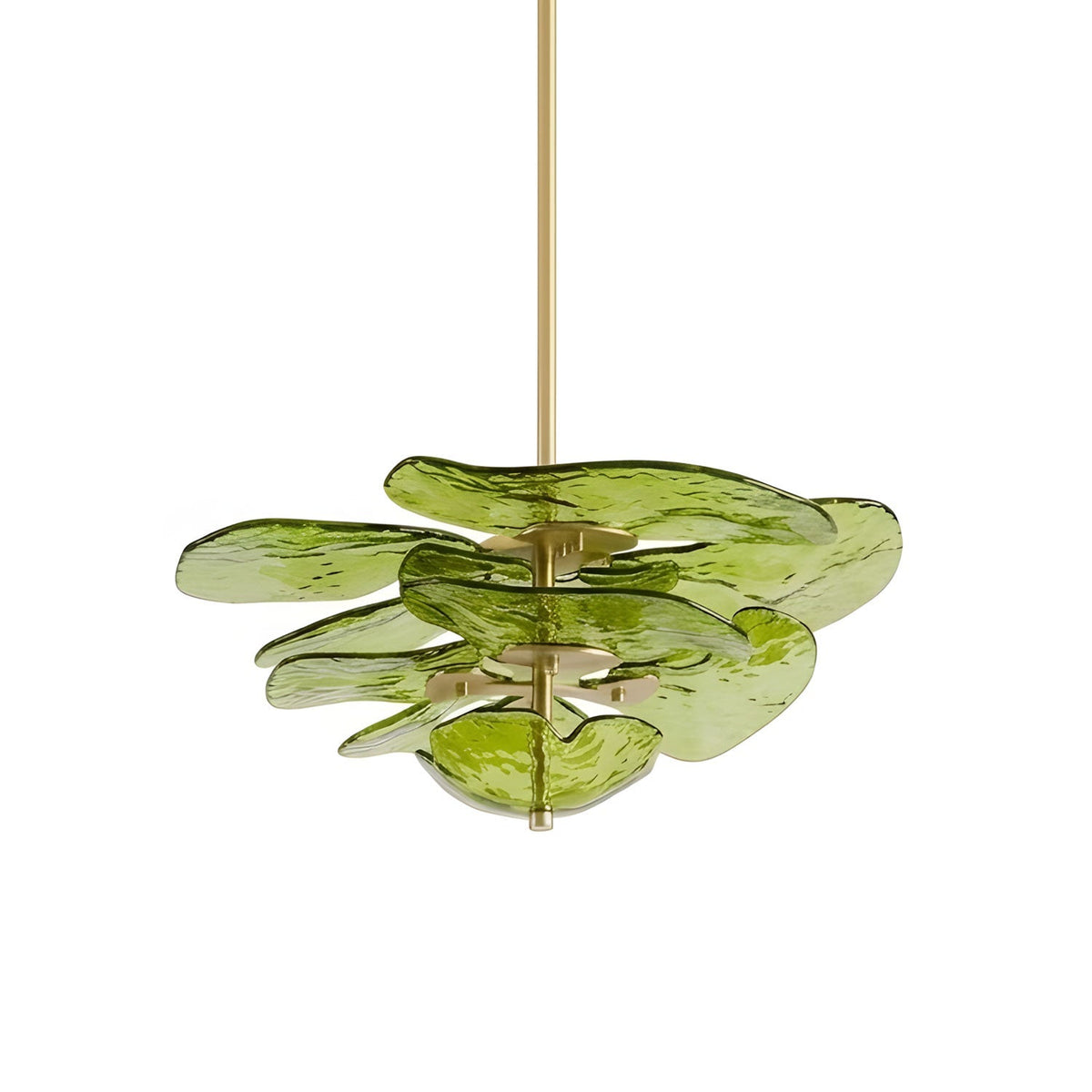 Lotus Leaf Chandelier for Dining Room by AUVIELIGHT, 2 layers Dia 55cm x H 23cm / Dia 21.7″ x H 9.1″ / Green