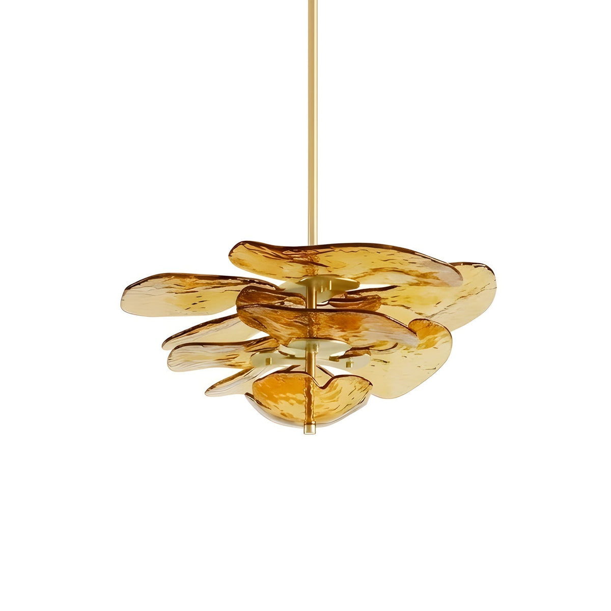 Lotus Leaf Chandelier for Dining Room by AUVIELIGHT, 2 layers Dia 55cm x H 23cm / Dia 21.7″ x H 9.1″ / Amber
