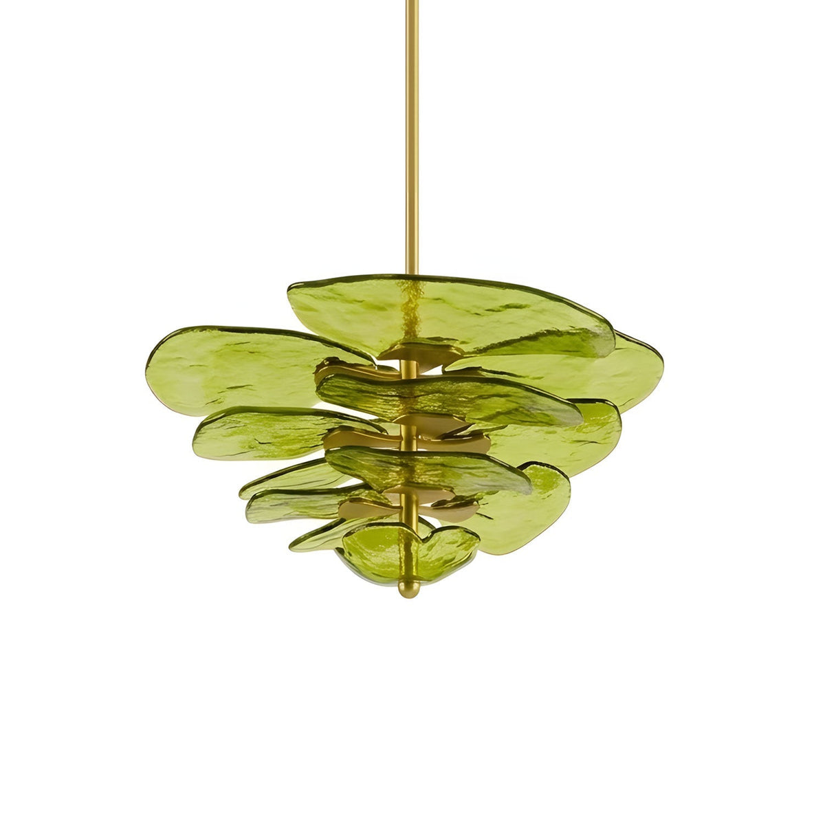 Lotus Leaf Chandelier for Dining Room by AUVIELIGHT, 3 layers Dia 67cm x H 29cm / Dia 26.4″x H 11.4″ / Green