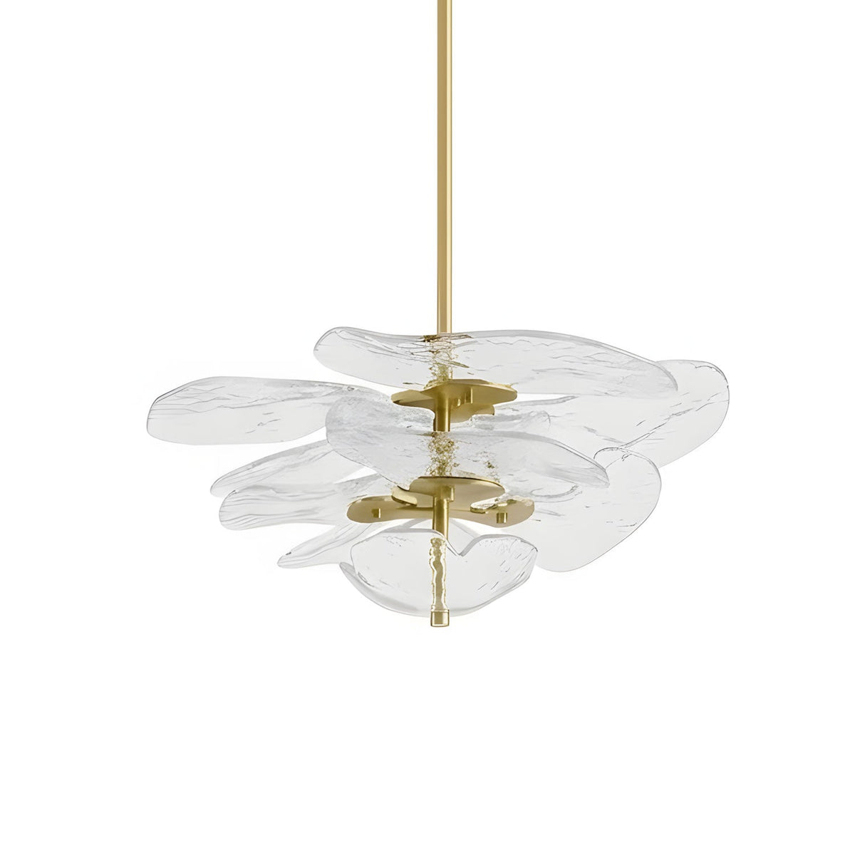Lotus Leaf Chandelier for Dining Room by AUVIELIGHT, 2 layers Dia 55cm x H 23cm / Dia 21.7″ x H 9.1″ / Clear