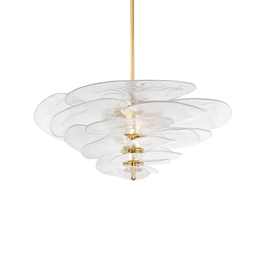 Lotus Leaf Chandelier for Dining Room by AUVIELIGHT, 5 layers Dia 90cm x H 45cm / Dia 35.4″ x H 17.7″ / Clear