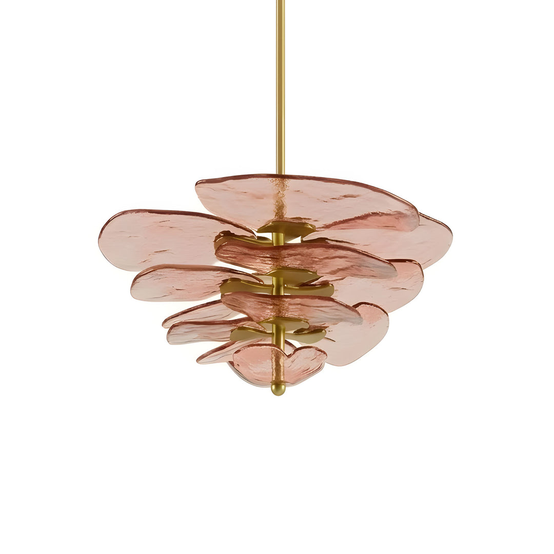 Lotus Leaf Chandelier for Dining Room by AUVIELIGHT, 3 layers Dia 67cm x H 29cm / Dia 26.4″x H 11.4″ / Pink