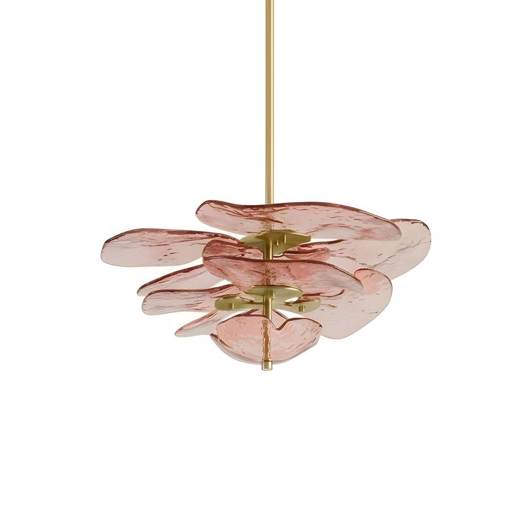 Lotus Leaf Chandelier for Dining Room by AUVIELIGHT, 2 layers Dia 55cm x H 23cm / Dia 21.7″ x H 9.1″ / Pink