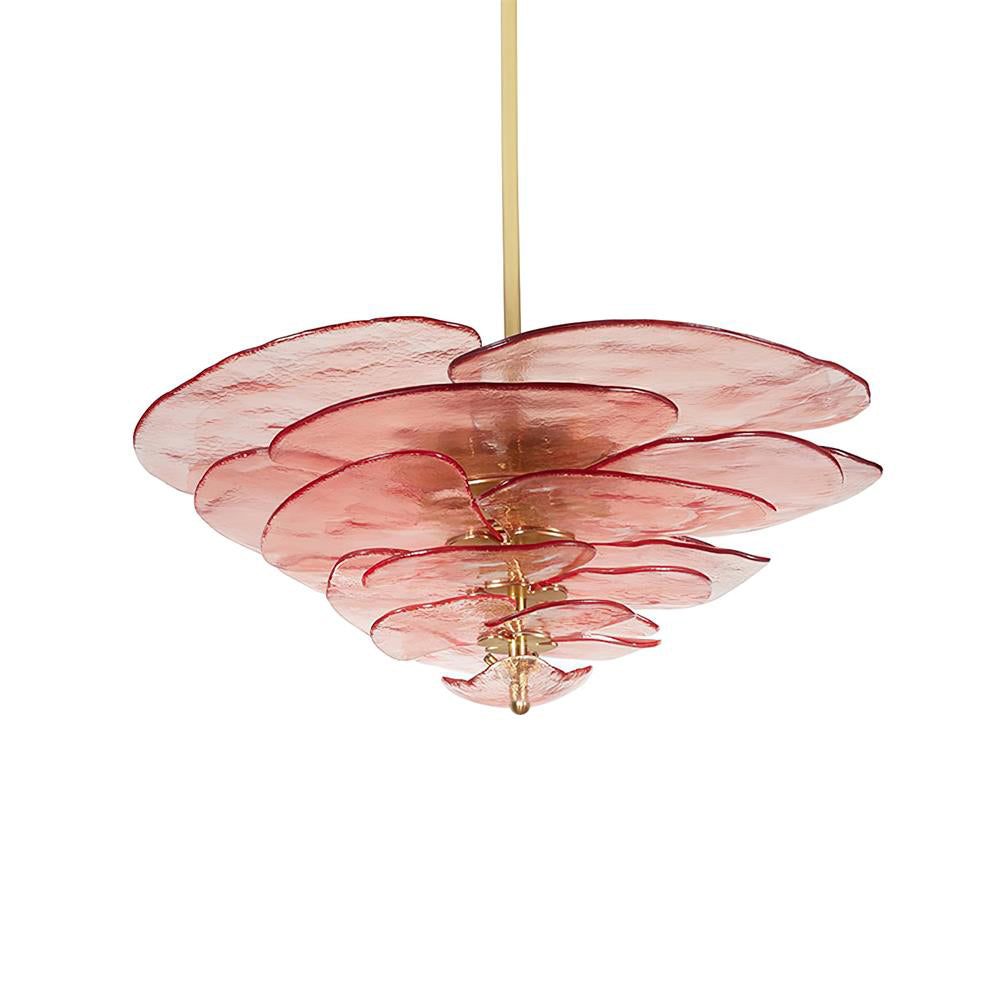 Lotus Leaf Chandelier for Dining Room by AUVIELIGHT, 5 layers Dia 90cm x H 45cm / Dia 35.4″ x H 17.7″ / Pink