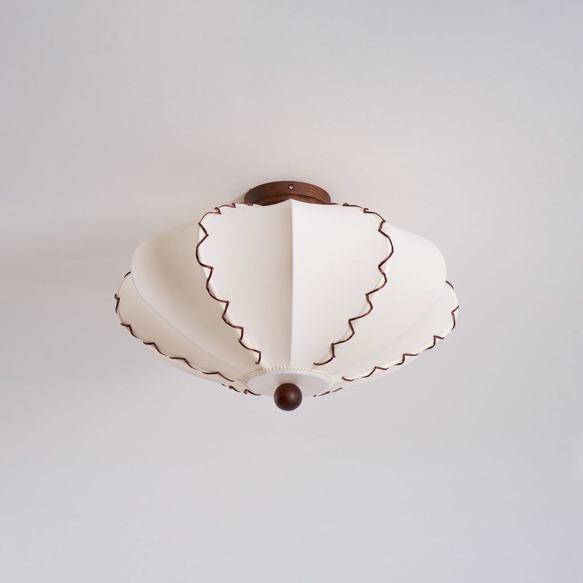 Lucian Ceiling Light for Living Room by AUVIELIGHT, Dia 50cm x H 33cm / ∅ 19.6″ x H 12.9″ / Walnut Color & Beige