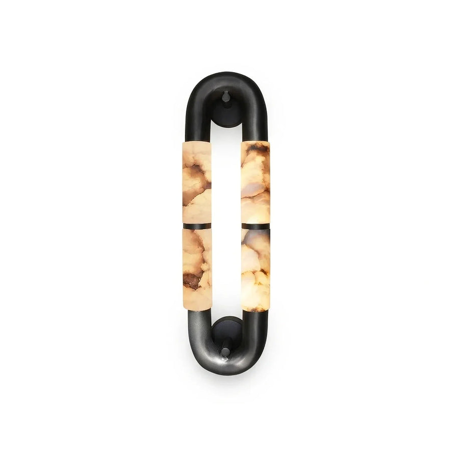 Luma Arc Wall Light in alabaster for Hallway by AUVIELIGHT, Dia 15cm x H 54cm / ∅ 5.9″ x H 21.3″ / Black & White / Warm Light