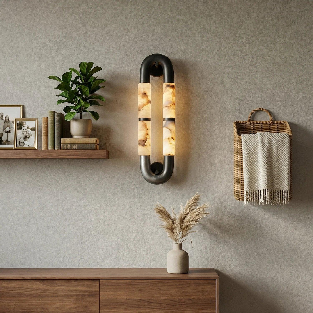 Luma Arc Wall Light in alabaster for Hallway by AUVIELIGHT
