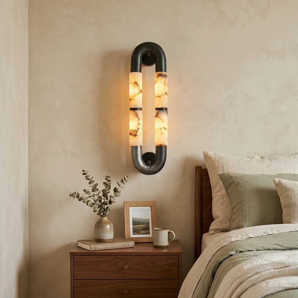 Luma Arc Wall Light in alabaster for Hallway by AUVIELIGHT