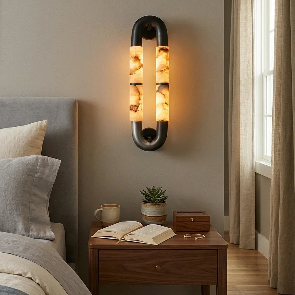 Luma Arc Wall Light in alabaster for Hallway by AUVIELIGHT