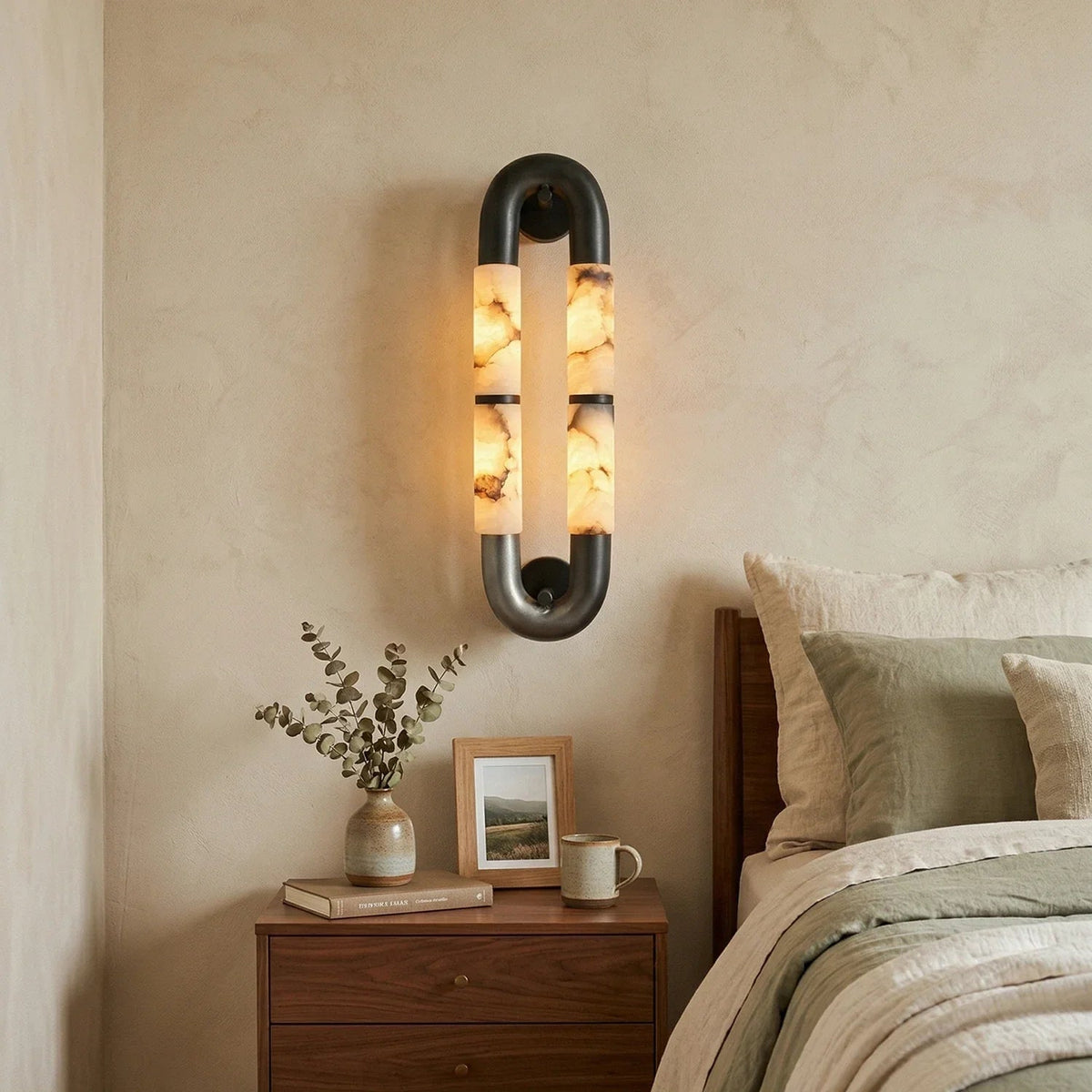 Luma Arc Wall Light in alabaster for Hallway by AUVIELIGHT