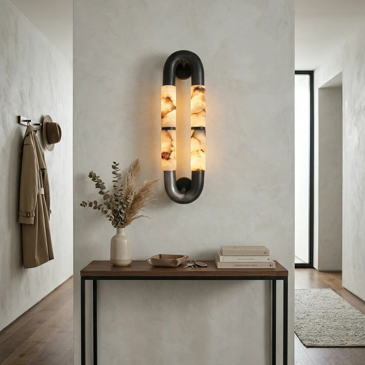 Luma Arc Wall Light in alabaster for Hallway by AUVIELIGHT