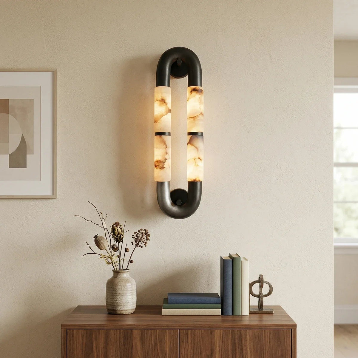 Luma Arc Wall Light in alabaster for Hallway by AUVIELIGHT