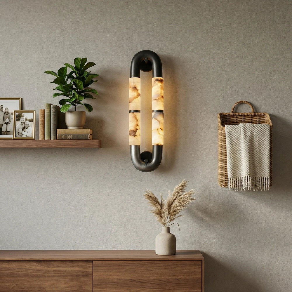 Luma Arc Wall Light in alabaster for Hallway by AUVIELIGHT