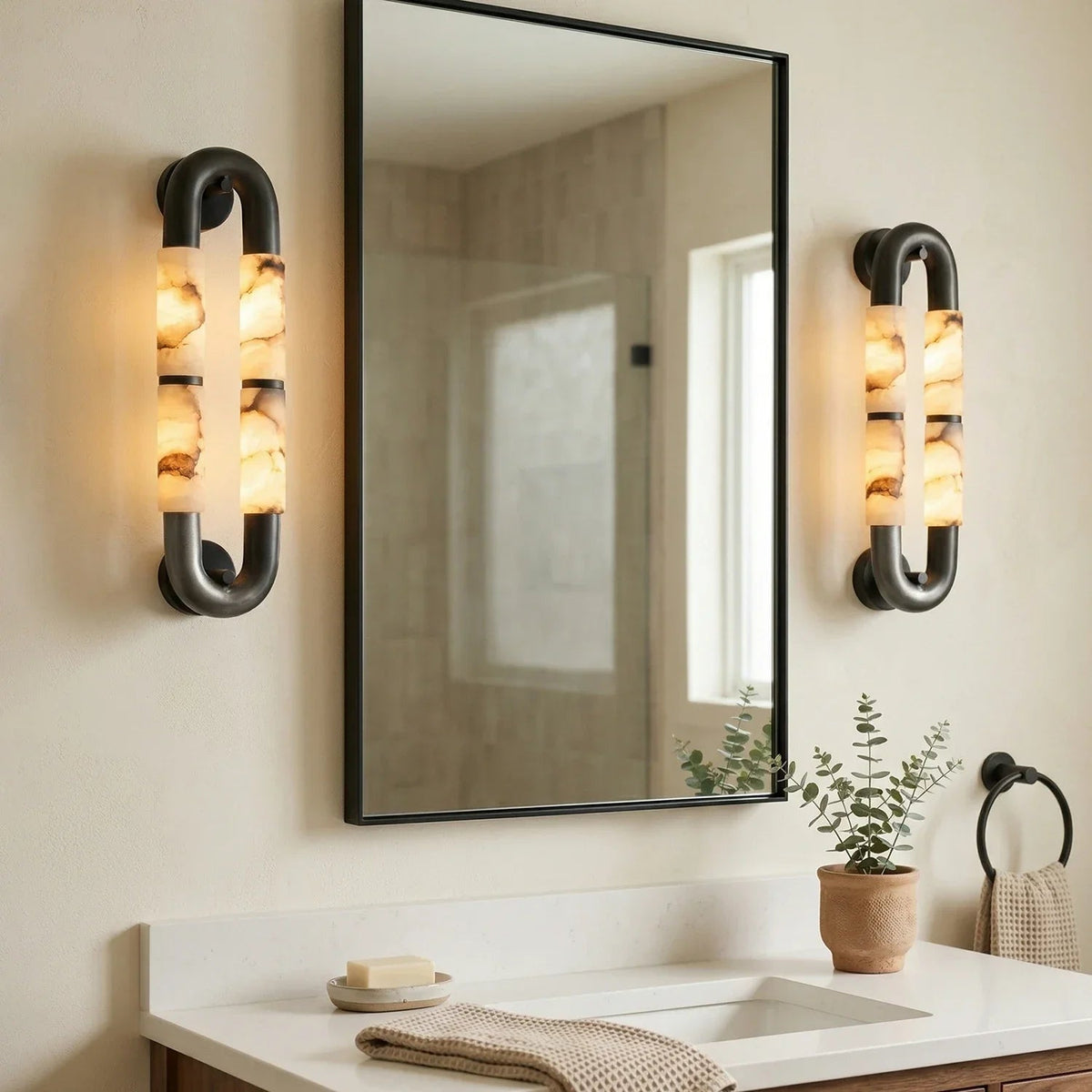 Luma Arc Wall Light in alabaster for Hallway by AUVIELIGHT
