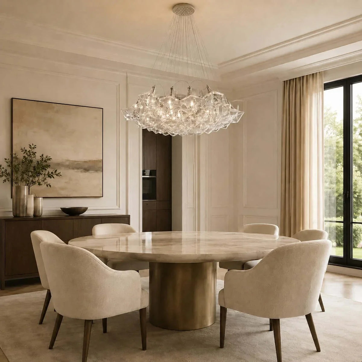 Crystalline Polyhedral Pendant Light in crystal for Dining Room by AUVIELIGHT
