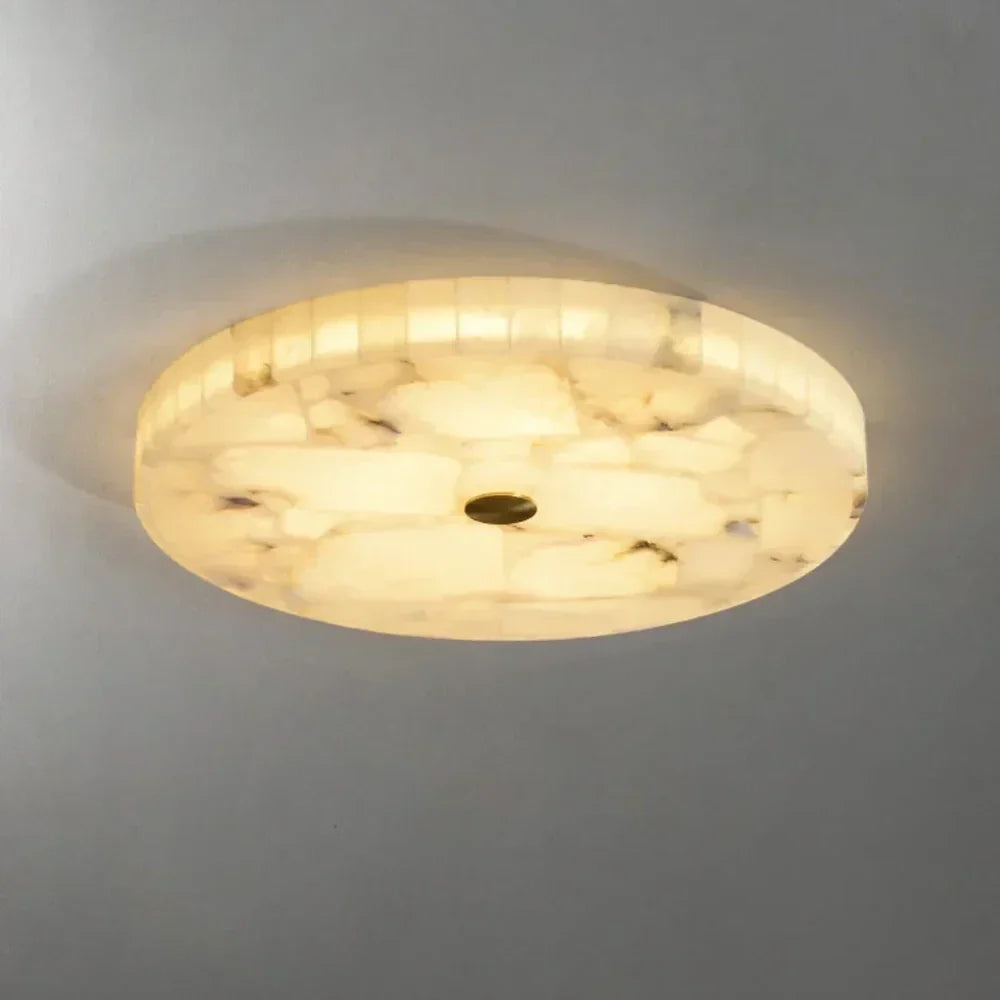 Mosaic Flush Mount in alabaster for Low Ceilings by AUVIELIGHT
