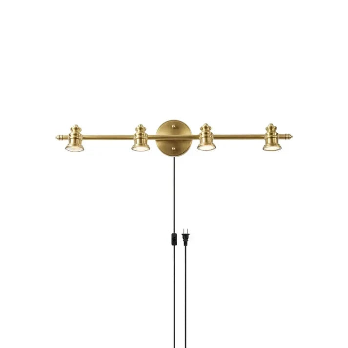 Quad Gallery Picture Light for Living Room by AUVIELIGHT, 4 heads L 73cm x H 12cm / L 28.7″ x H 4.7″ / Natural Brass (Warm Light) / AU plug and