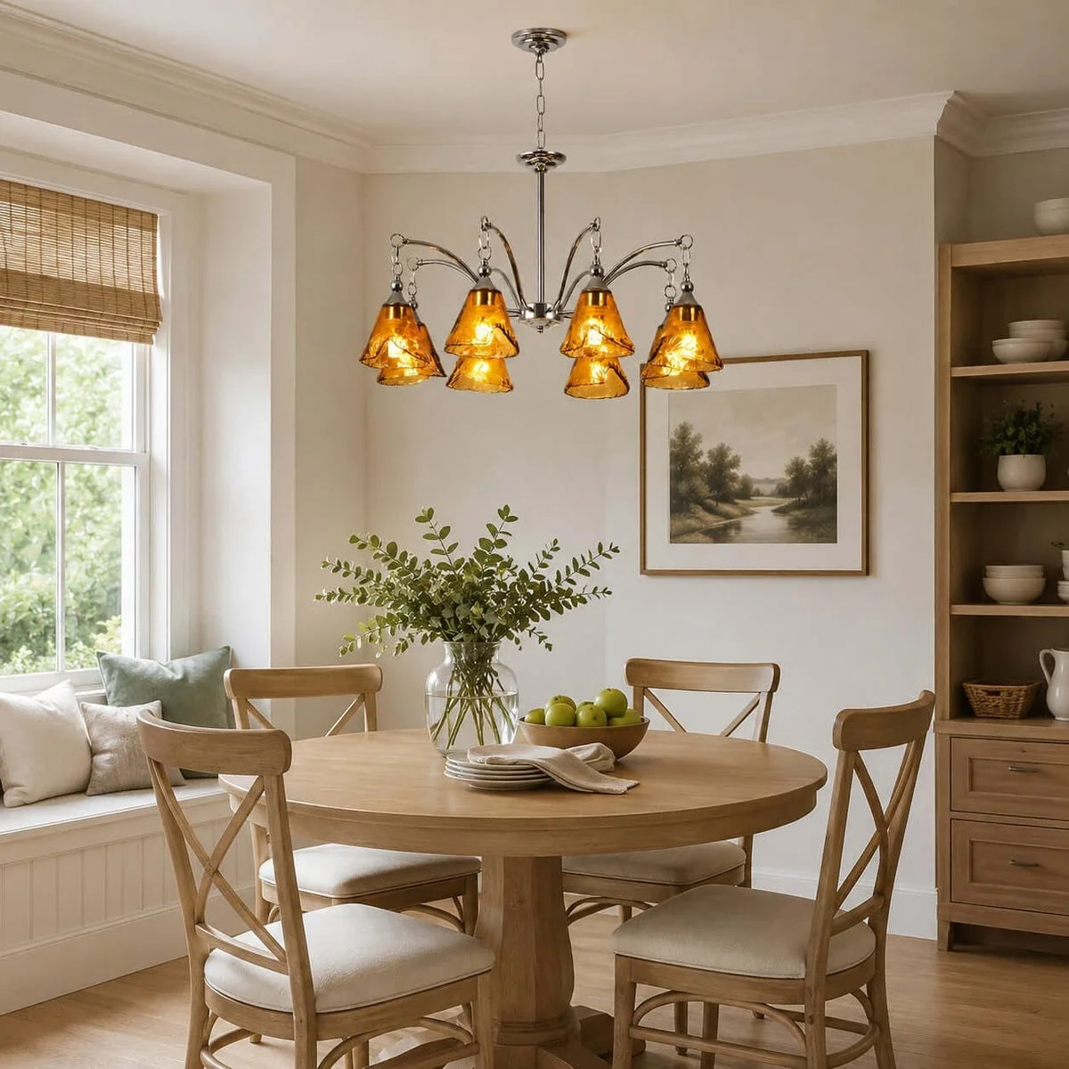 Luminous Bell Pendant Light in amber polished nickel for Dining Room by AUVIELIGHT
