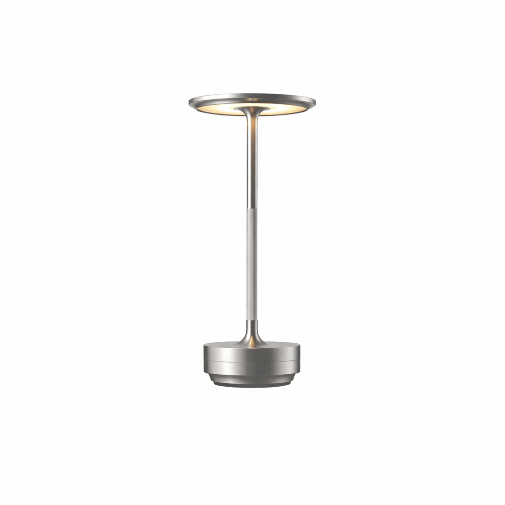 Turn Craft Table Lamp for Living Room by AUVIELIGHT, Dia 13cm x H 28cm / ∅ 5.1″ x H 11.0″ / Sliver / Stepless Dimming