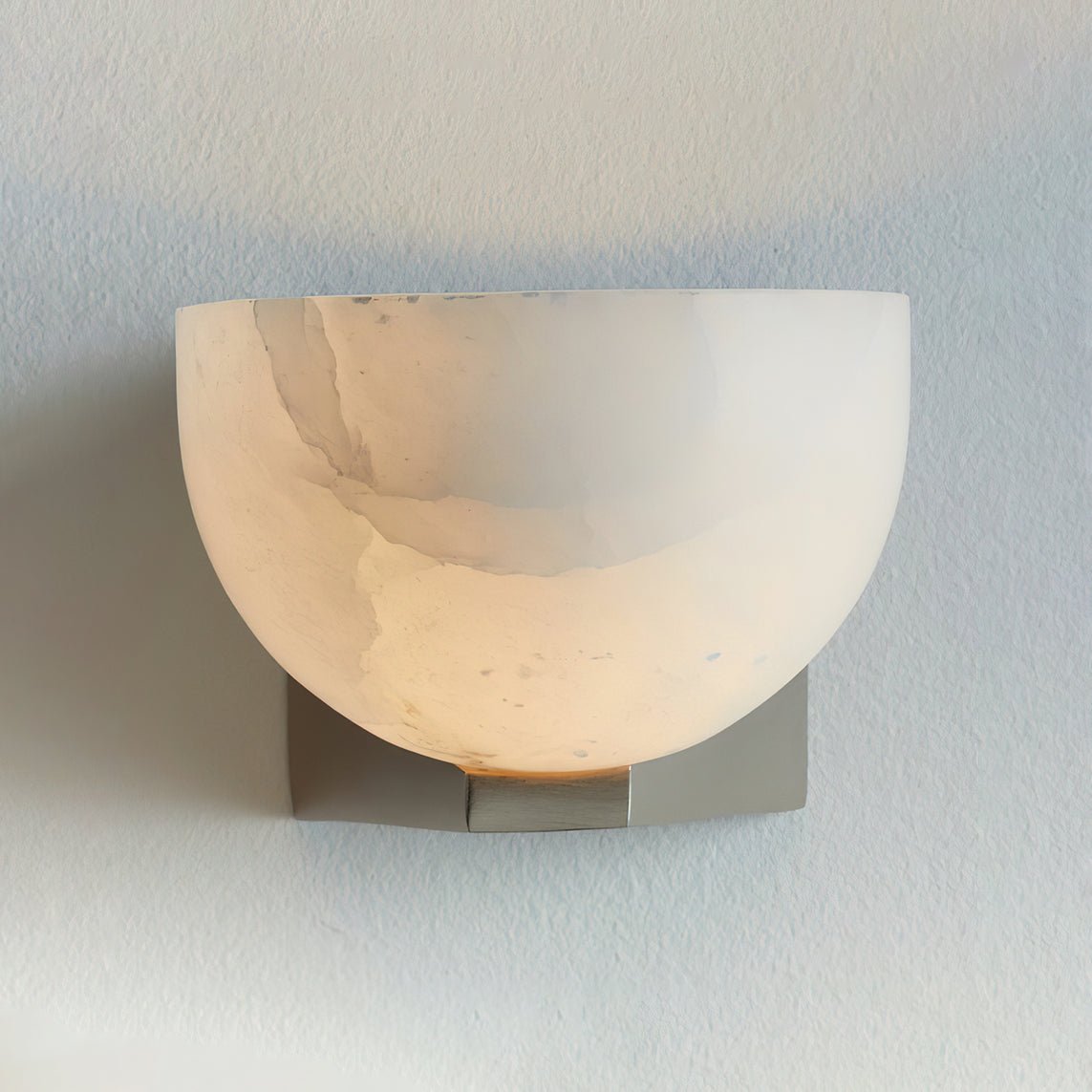 Luna Bowl Wall Sconce in alabaster for Hallway by AUVIELIGHT, ∅ 8.7"xH5.5” / Nickel