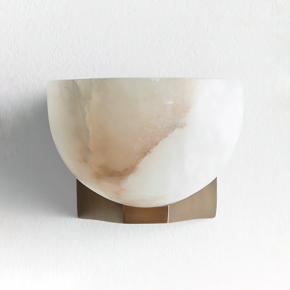 Luna Bowl Wall Sconce in alabaster for Hallway by AUVIELIGHT, ∅ 8.7"xH5.5” / Bronze