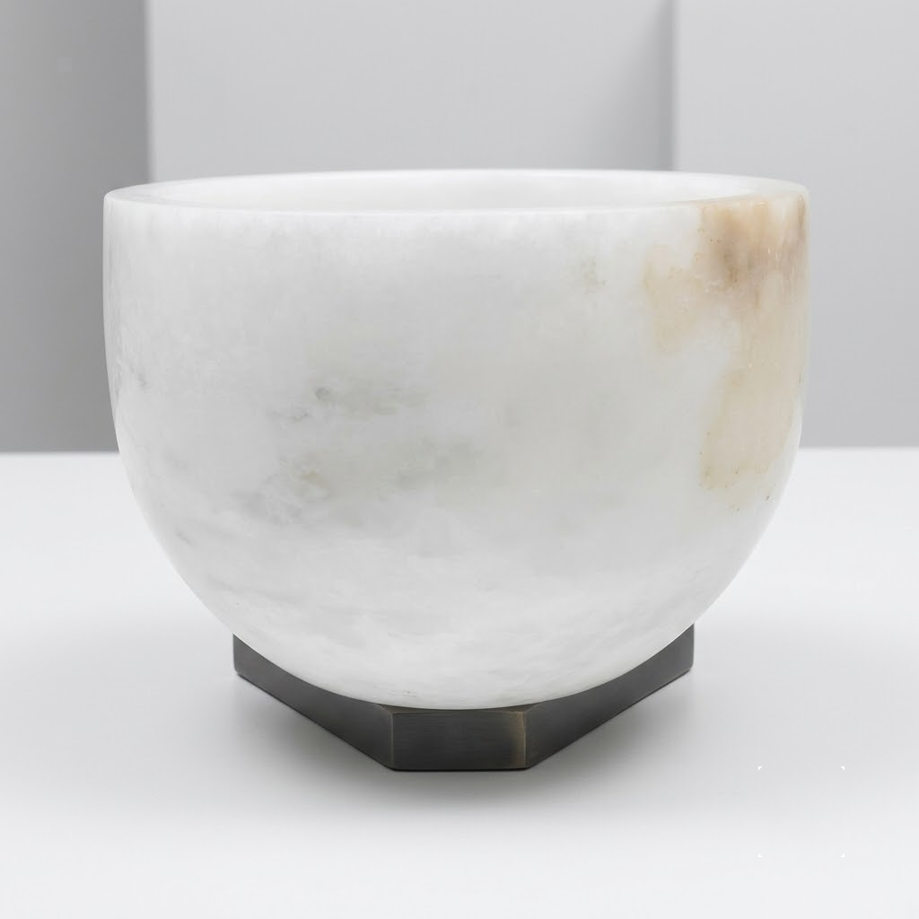 Luna Bowl Wall Sconce in alabaster for Hallway by AUVIELIGHT