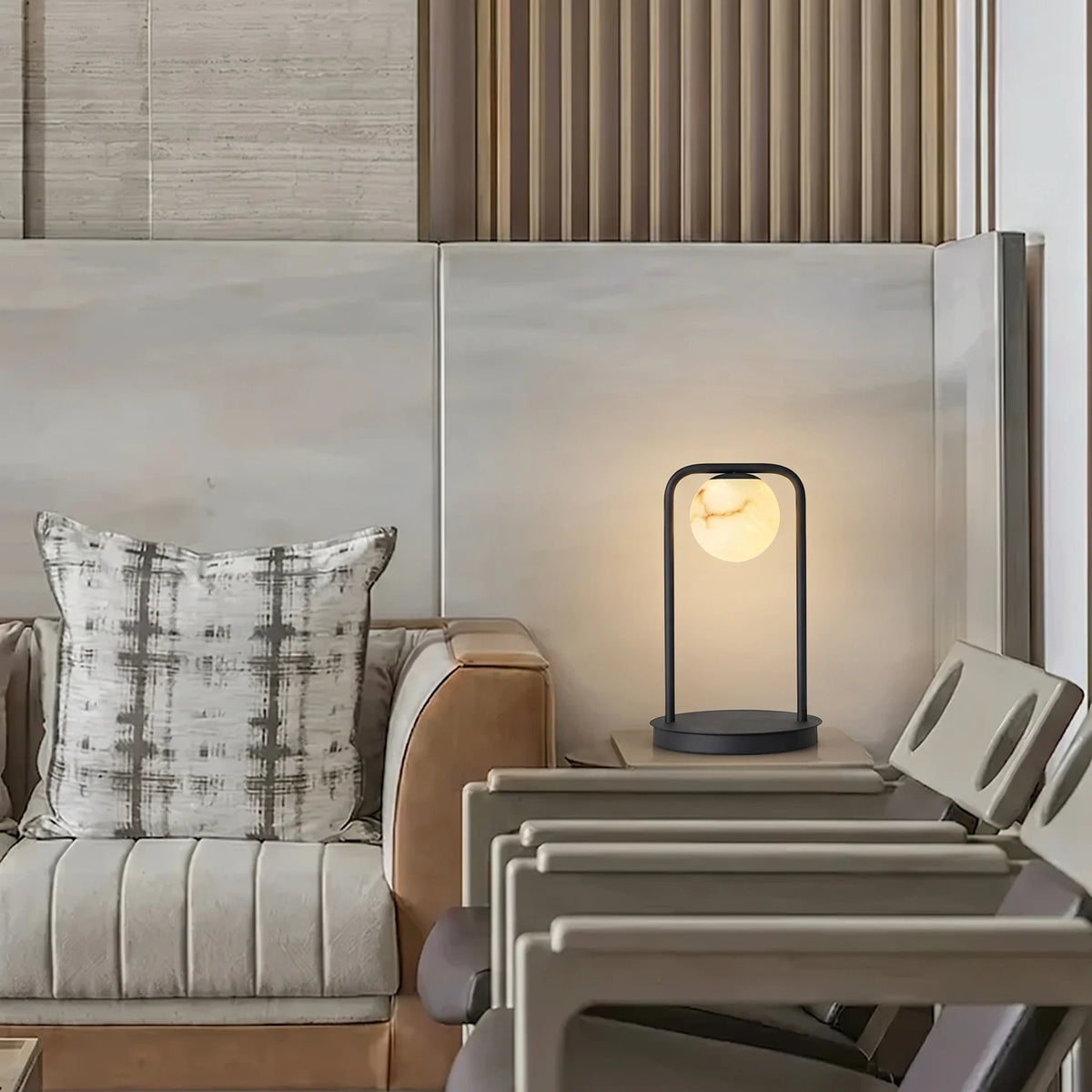 Lunar Halo Lamp in alabaster for Living Room by AUVIELIGHT