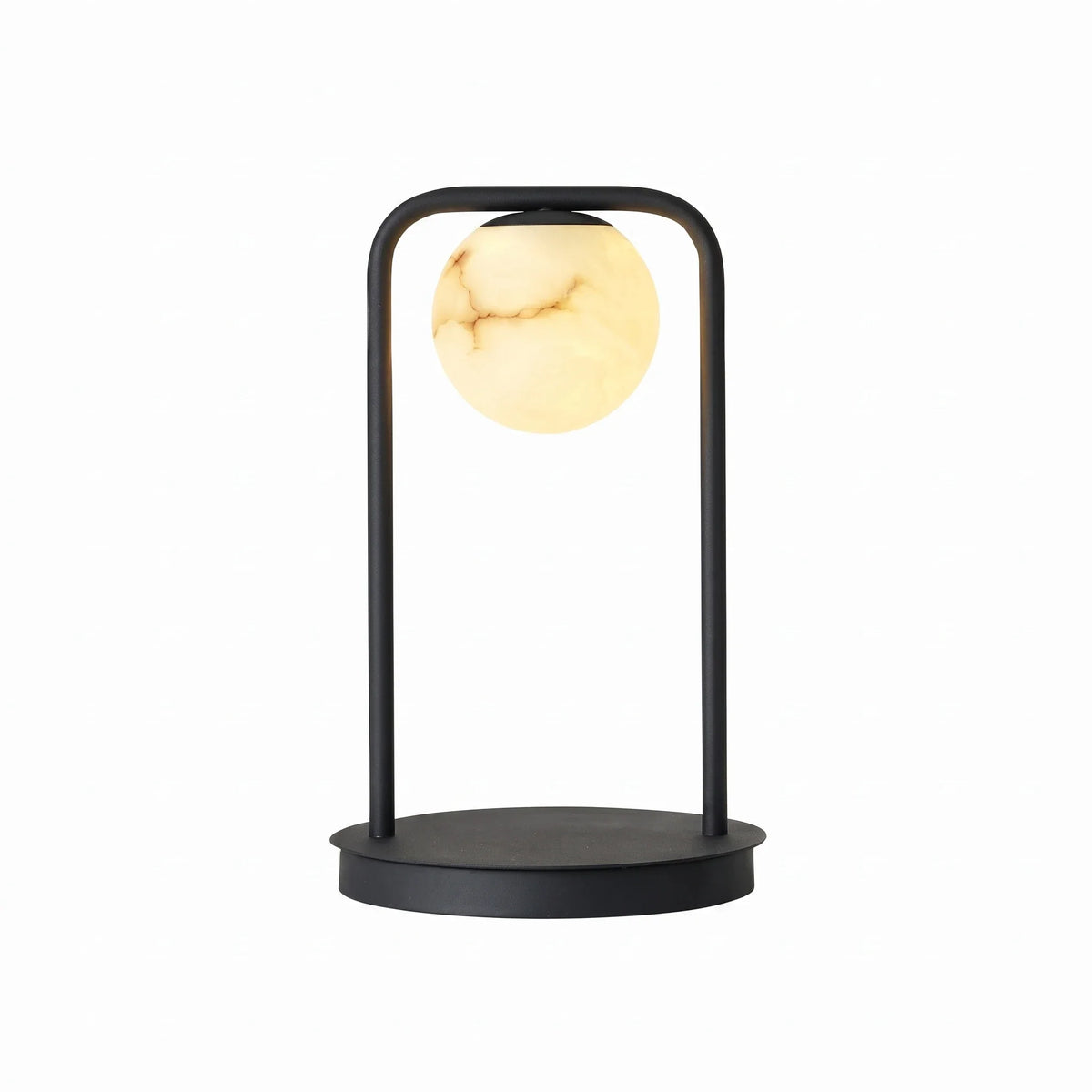 Lunar Halo Lamp in alabaster for Living Room by AUVIELIGHT, Dia 7.9"x H 14.9" / Black & White Alabaster / AU plug and 3 other sizes